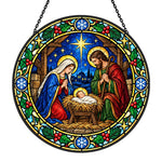 Eve in bethlehem christmas stained glass suncatcher window hanging, suitable for home and garden decoration