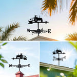 Farm tractor metal weather vane with directional arrows and mounting rod, outdoor roof and garden decoration