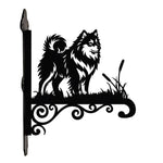 Finnish lapphund metal hanging basket bracket mounted on outdoor wall for plant decoration