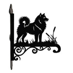 Finnish spitz metal hanging basket bracket mounted on outdoor wall for plant decoration