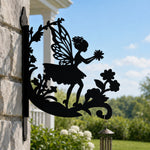 Flower fairy metal hanging basket bracket mounted on outdoor wall for plant decoration