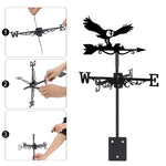 Flying barn owl metal weather vane with directional arrows and mounting rod, outdoor roof and garden decoration