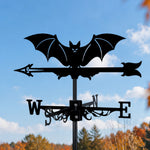 Flying bat metal weather vane with directional arrows and mounting rod, outdoor roof and garden decoration