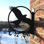 Flying eagle metal hanging basket bracket mounted on outdoor wall for plant decoration