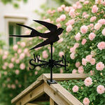 Flying swallow metal weather vane with directional arrows and mounting rod, outdoor roof and garden decoration
