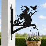 Flying witch metal hanging basket bracket mounted on outdoor wall for plant decoration