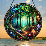 Forest mushroom stained glass suncatcher window hanging, suitable for home and garden decoration