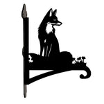 Fox metal hanging basket bracket mounted on outdoor wall for plant decoration