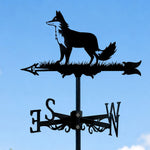 Fox metal weather vane with directional arrows and mounting rod, outdoor roof and garden decoration