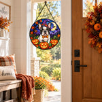 French Bulldog Halloween stained glass suncatcher window hanging, suitable for home and garden decoration
