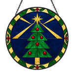 Geometric christmas tree stained glass suncatcher window hanging, suitable for home and garden decoration