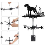 German Shorthaired Pointer metal weather vane with directional arrows and mounting rod, outdoor roof and garden decoration