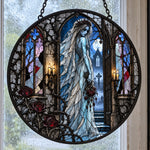 Ghost Bride Halloween stained glass suncatcher window hanging, suitable for home and garden decoration
