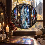 Ghost Bride Halloween stained glass suncatcher window hanging, suitable for home and garden decoration