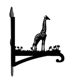 Giraffe metal hanging basket bracket mounted on outdoor wall for plant decoration