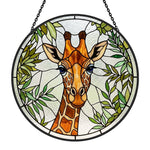 Giraffe portrait stained glass suncatcher window hanging, suitable for home and garden decoration