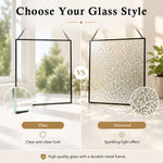 Diamond textured glass and clear plain glass comparison for window hanging