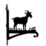 Goat metal hanging basket bracket mounted on outdoor wall for plant decoration