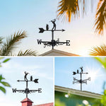 Golfer swing metal weather vane with directional arrows and mounting rod, outdoor roof and garden decoration