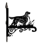 Gordon setter metal hanging basket bracket mounted on outdoor wall for plant decoration
