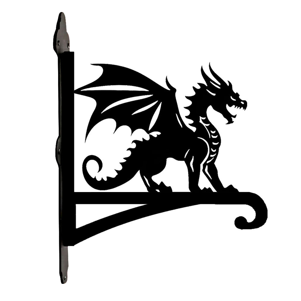 Dragon metal hanging basket bracket mounted on outdoor wall for plant decoration