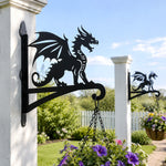 Dragon metal hanging basket bracket mounted on outdoor wall for plant decoration
