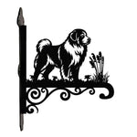Great pyrenees metal hanging basket bracket mounted on outdoor wall for plant decoration