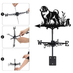 Great Pyrenees metal weather vane with directional arrows and mounting rod, outdoor roof and garden decoration