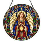 Guardian angel stained glass suncatcher window hanging, suitable for home and garden decoration
