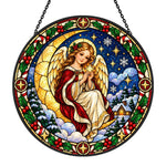 Guardian angel stained glass suncatcher window hanging, suitable for home and garden decoration