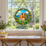 Guernsey cattle stained glass suncatcher window hanging, suitable for home and garden decoration