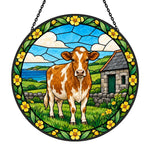 Guernsey cattle stained glass suncatcher window hanging, suitable for home and garden decoration