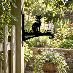 Hairless sphynx cat metal hanging basket bracket mounted on outdoor wall for plant decoration