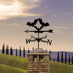 Halloween bats metal weather vane with directional arrows and mounting rod, outdoor roof and garden decoration