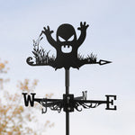 Halloween ghost metal weather vane with directional arrows and mounting rod, outdoor roof and garden decoration