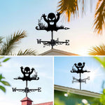 Halloween ghost metal weather vane with directional arrows and mounting rod, outdoor roof and garden decoration
