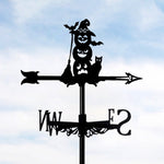 Halloween pumpkins metal weather vane with directional arrows and mounting rod, outdoor roof and garden decoration