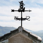 Halloween pumpkins metal weather vane with directional arrows and mounting rod, outdoor roof and garden decoration