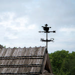 Halloween scarecrow metal weather vane with directional arrows and mounting rod, outdoor roof and garden decoration