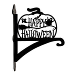 Happy halloween metal hanging basket bracket mounted on outdoor wall for plant decoration