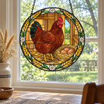 Hen stained glass suncatcher window hanging, suitable for home and garden decoration