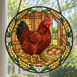 Hen stained glass suncatcher window hanging, suitable for home and garden decoration