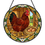 Hen stained glass suncatcher window hanging, suitable for home and garden decoration