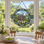 Herdwick sheep stained glass suncatcher window hanging, suitable for home and garden decoration