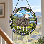 Herdwick sheep stained glass suncatcher window hanging, suitable for home and garden decoration