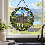 Herdwick sheep stained glass suncatcher window hanging, suitable for home and garden decoration