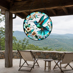 Hummingbird floral art stained glass suncatcher window hanging, suitable for home and garden decoration