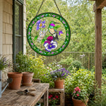 Hummingbird in bloom stained glass suncatcher window hanging, suitable for home and garden decoration