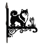 Icelandic sheepdog metal hanging basket bracket mounted on outdoor wall for plant decoration