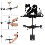 Icelandic Sheepdog metal weather vane with directional arrows and mounting rod, outdoor roof and garden decoration